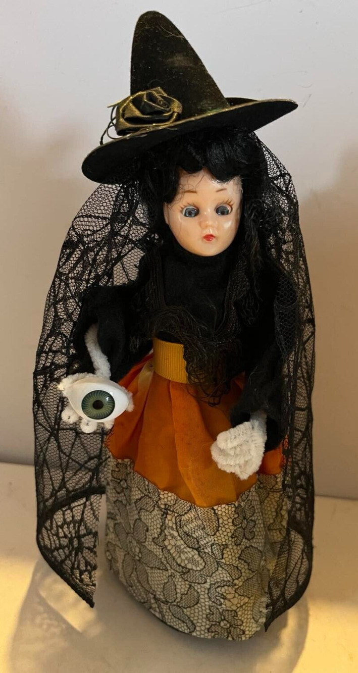 OOAK Vintage Doll Redo Halloween Witch Adorable Creepy 10"